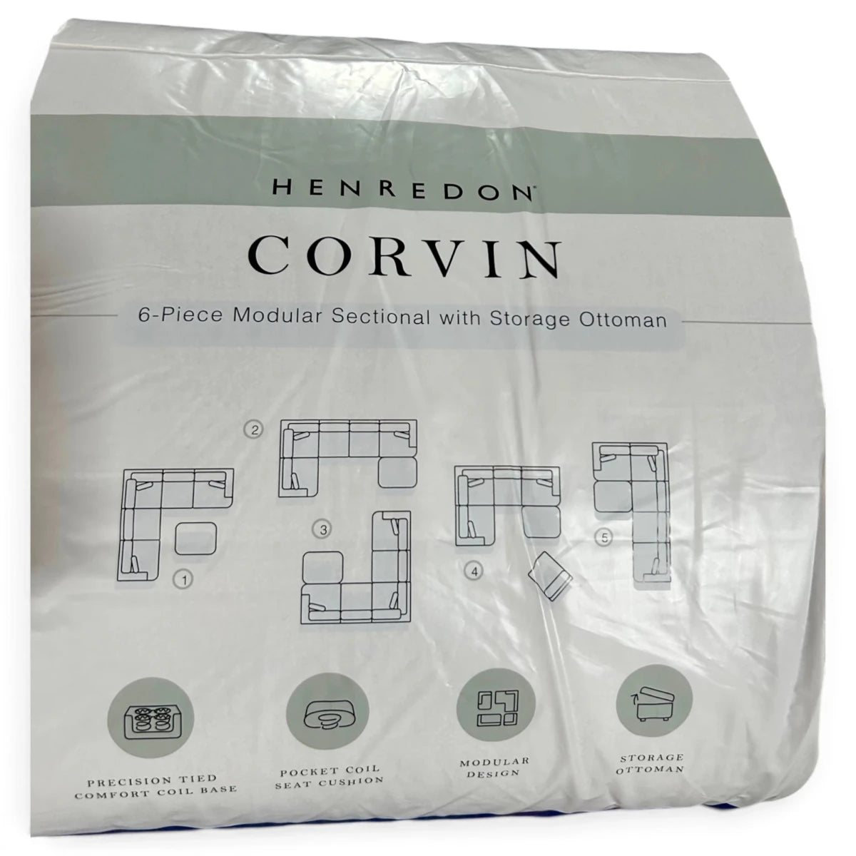 Henredon Corvin 6-Piece Modular Fabric Sectional with Storage Ottoman - 🟡 Sleeper Sectionals available at Alpine Outlets in Denver