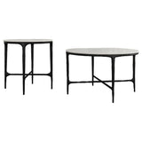 Hermas 2 - Piece Round Marble Coffee and End Table Set - Coffee Table Sets available at Alpine Outlets in Denver