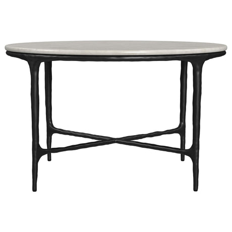 Hermas Round Marble Top Metal Coffee Table - Coffee Tables available at Alpine Outlets in Denver