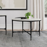 Hermas Round Marble Top Metal Coffee Table - Coffee Tables available at Alpine Outlets in Denver