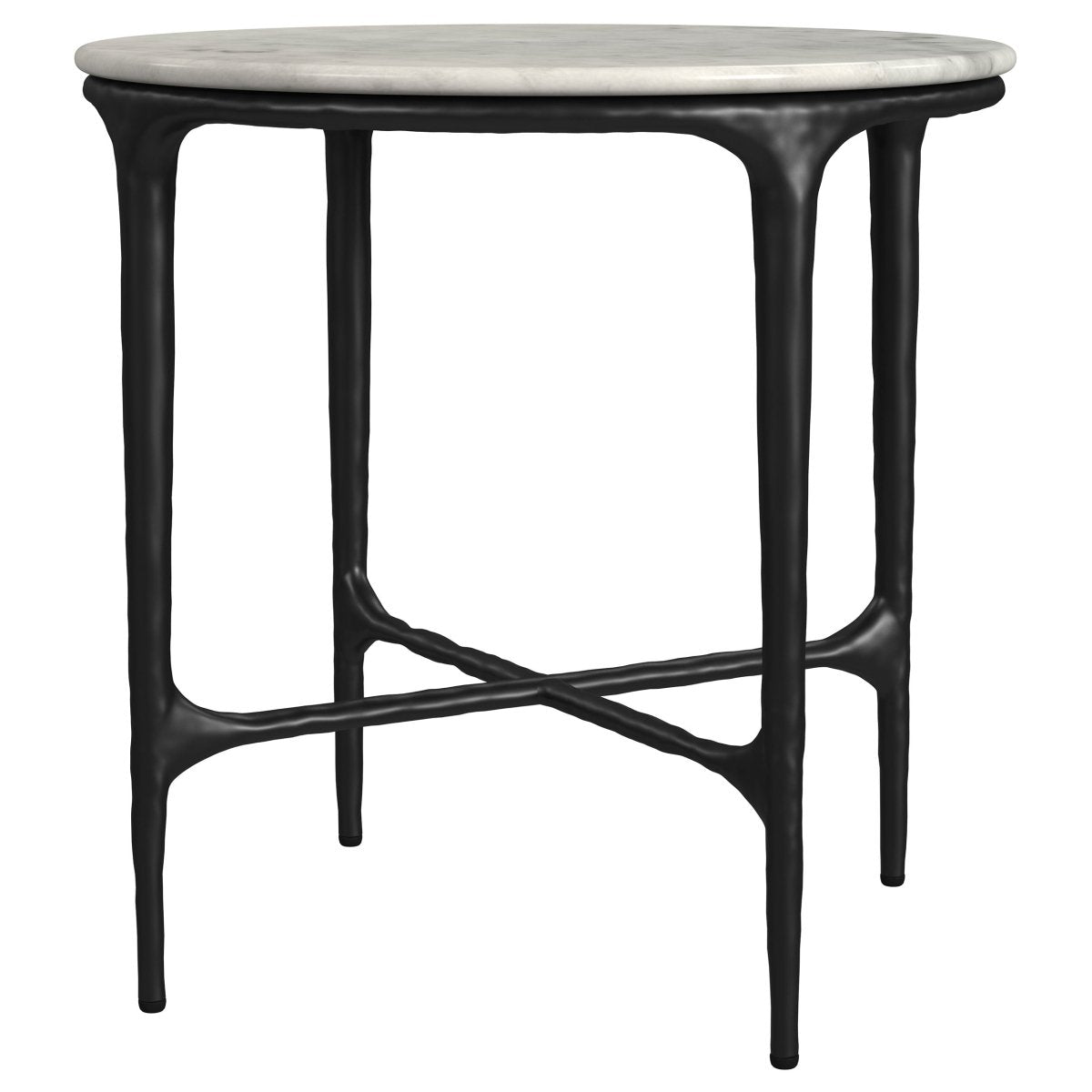 Hermas Round Marble Top Metal End Table, Black - End & Side Tables available at Alpine Outlets in Denver