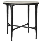 Hermas Round Marble Top Metal End Table, Black - End & Side Tables available at Alpine Outlets in Denver