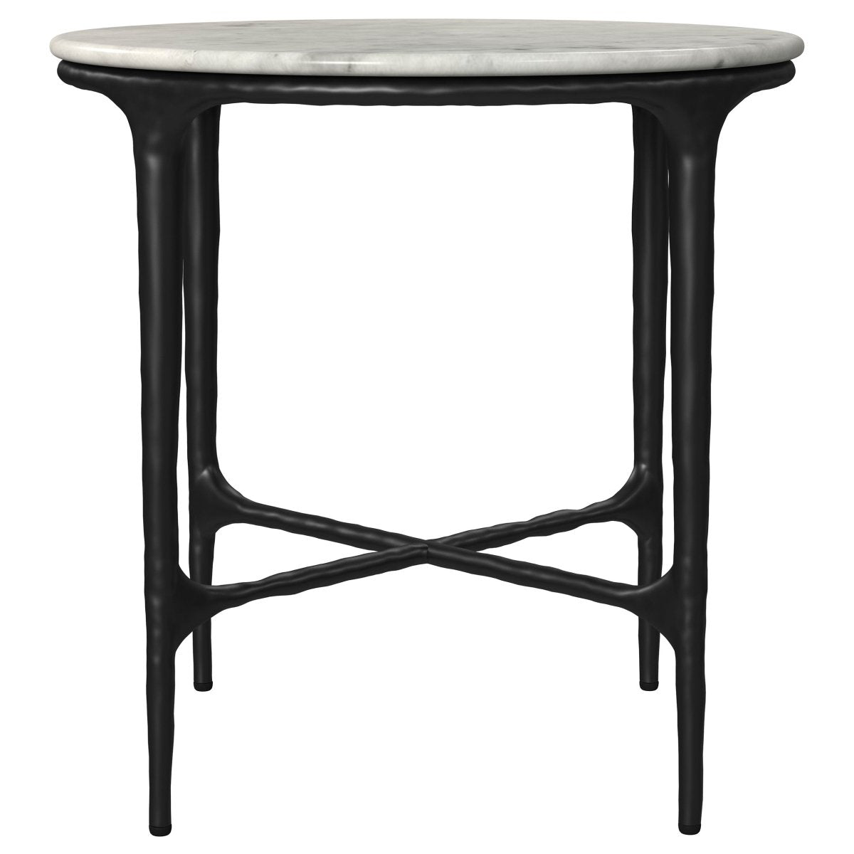 Hermas Round Marble Top Metal End Table, Black - End & Side Tables available at Alpine Outlets in Denver