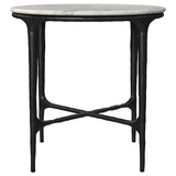 Hermas Round Marble Top Metal End Table, Black - End & Side Tables available at Alpine Outlets in Denver