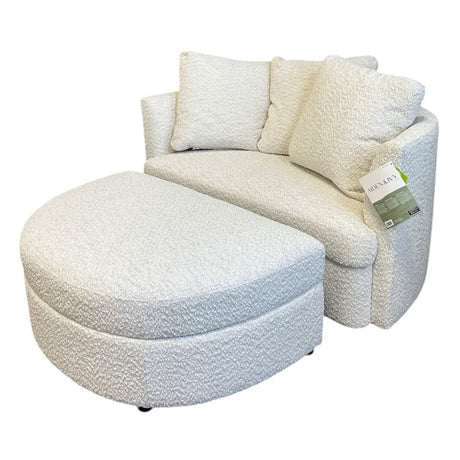 Holley Oversized Boucle Fabric Accent Chair with Storage Ottoman (ID N583217) - Furniture available at Alpine Outlets in Denver