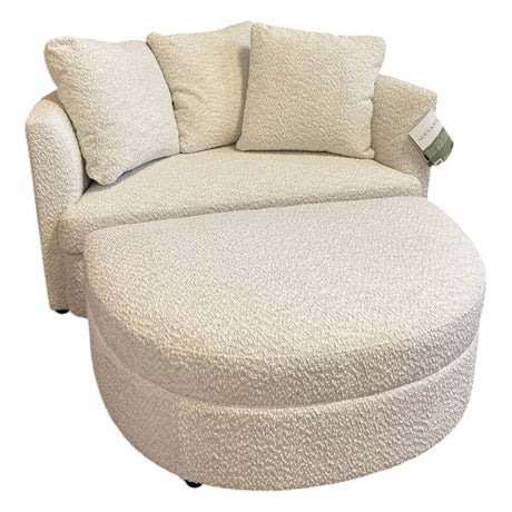 Holley Oversized Boucle Fabric Accent Chair with Storage Ottoman (ID N583217) - Furniture available at Alpine Outlets in Denver