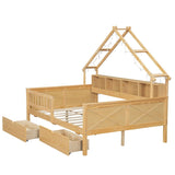 House Style Platform Bed With LED Lights, Storage Shelves, Drawers, And Guardrail - Storage Beds available at Alpine Outlets in Denver