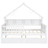 House Style Platform Bed With LED Lights, Storage Shelves, Drawers, And Guardrail - Storage Beds available at Alpine Outlets in Denver