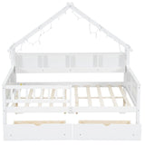 House Style Platform Bed With LED Lights, Storage Shelves, Drawers, And Guardrail - Storage Beds available at Alpine Outlets in Denver
