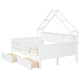 House Style Platform Bed With LED Lights, Storage Shelves, Drawers, And Guardrail - Storage Beds available at Alpine Outlets in Denver
