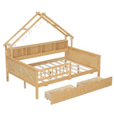 House Style Platform Bed With LED Lights, Storage Shelves, Drawers, And Guardrail - Storage Beds available at Alpine Outlets in Denver