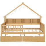 House Style Platform Bed With LED Lights, Storage Shelves, Drawers, And Guardrail - Storage Beds available at Alpine Outlets in Denver