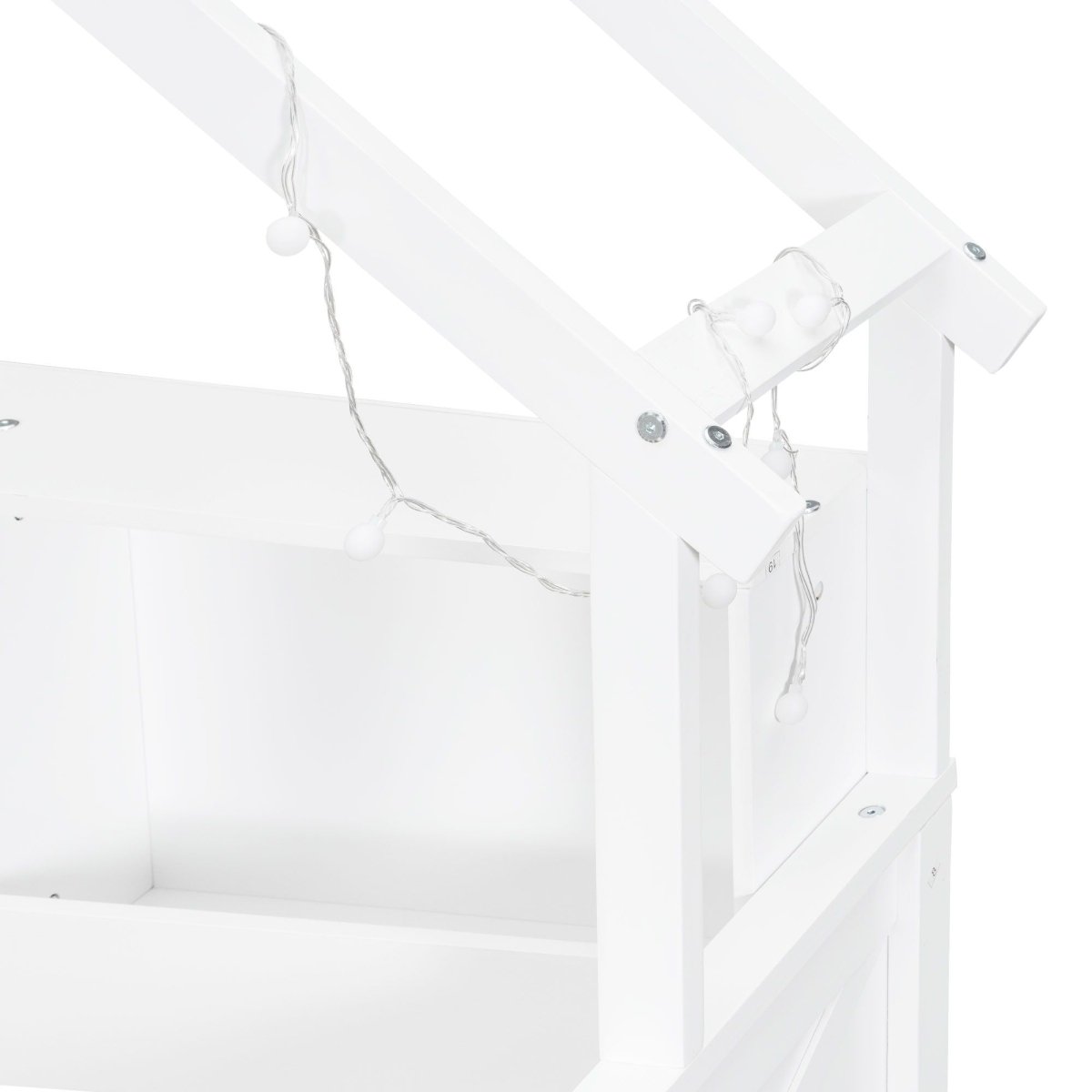 House Style Platform Bed With LED Lights, Storage Shelves, Drawers, And Guardrail - Storage Beds available at Alpine Outlets in Denver