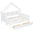 House Style Platform Bed With LED Lights, Storage Shelves, Drawers, And Guardrail - Storage Beds available at Alpine Outlets in Denver