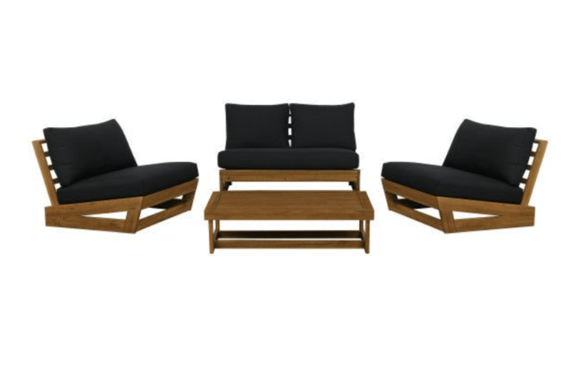 Bluffton 4-Piece Outdoor Patio Lounge Set, Black, White, or Grey
