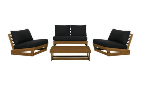 Bluffton 4-Piece Outdoor Patio Lounge Set, Black, White, or Grey