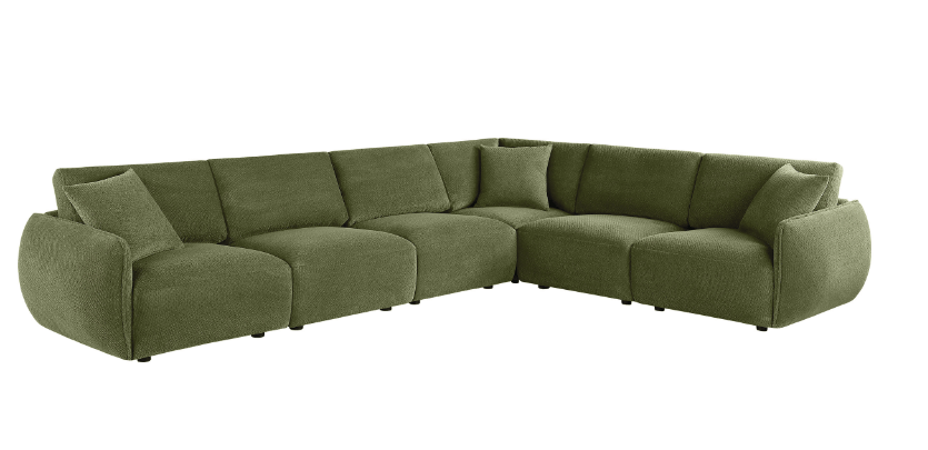 Elysia 6-Piece Fabric Upholstered Modular Sectional Sofa, Green