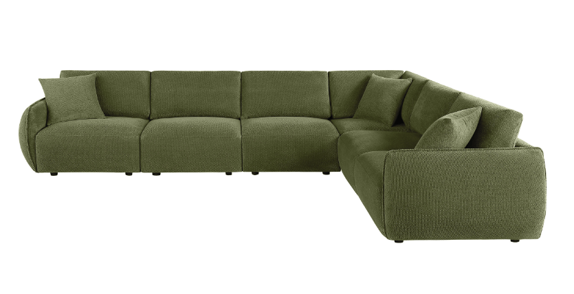 Elysia 6-Piece Fabric Upholstered Modular Sectional Sofa, Green