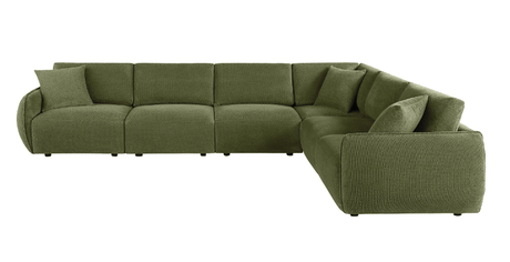 Elysia 6-Piece Fabric Upholstered Modular Sectional Sofa, Green