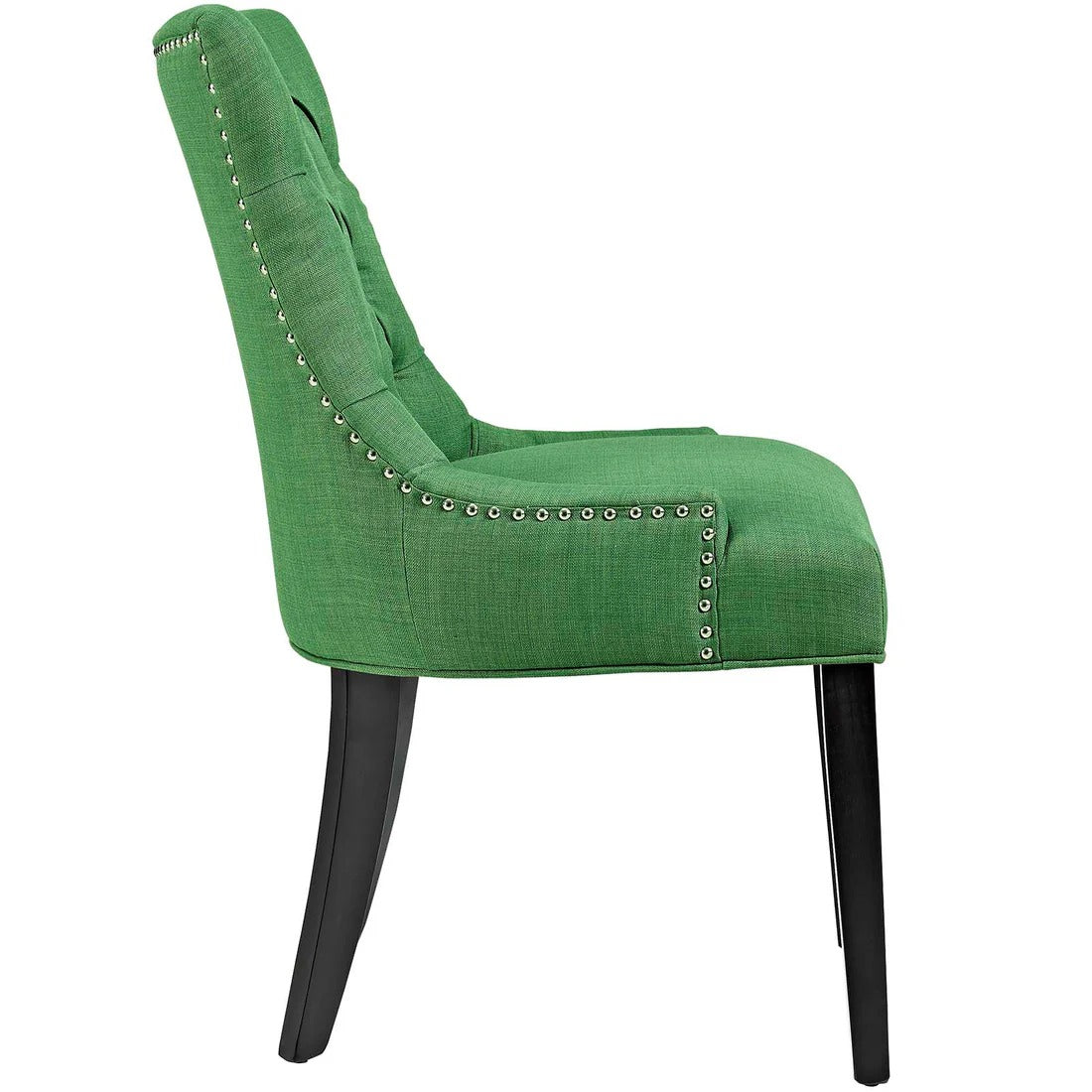 Set of 2 Button Tufted Fabric Dining Side Chairs with Nailhead Trim