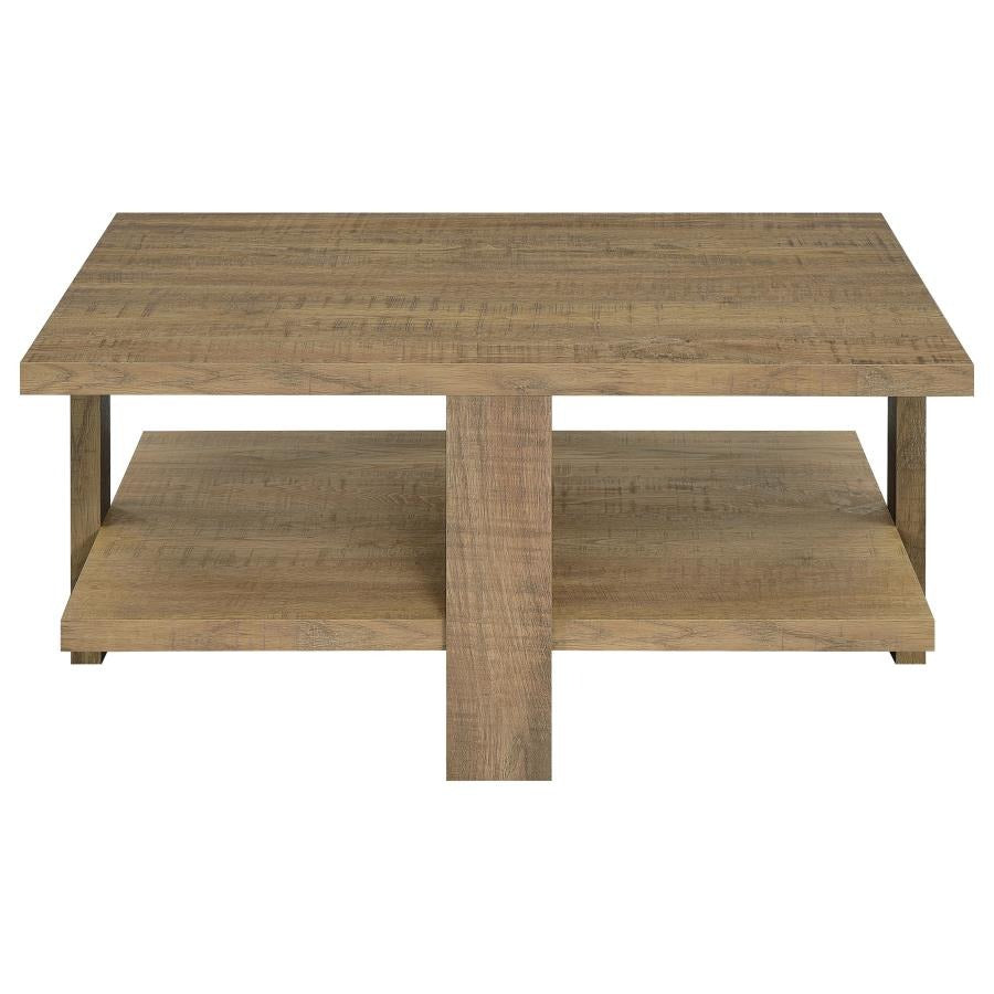Dawn Square Coffee Table Mango Brown 2-Tier Wood