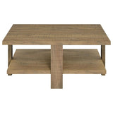Dawn Square Coffee Table Mango Brown 2-Tier Wood