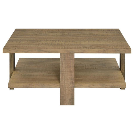 Dawn Square Coffee Table Mango Brown 2-Tier Wood