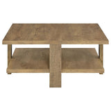 Dawn Square Coffee Table Mango Brown 2-Tier Wood
