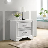 Miranda White 3-Drawer Glam Nightstand with Hidden Storage