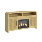 Ridgemont Fluted Fireplace Media Cabinet with Shelving, Black or Natural