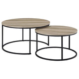Lainey Gray Faux Marble 2 Piece Round Nesting Coffee Table