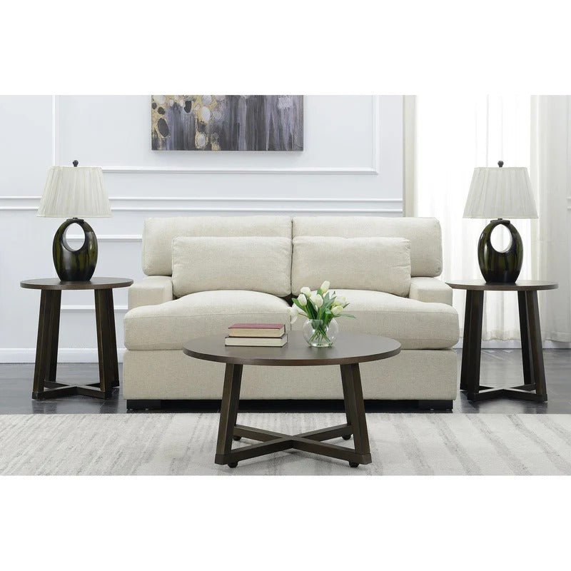 Industrial Brown Mid-Century 3-Piece Occasional Table Collection