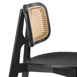 Wood Dining Side Chair with Woven Rattan Cane Back