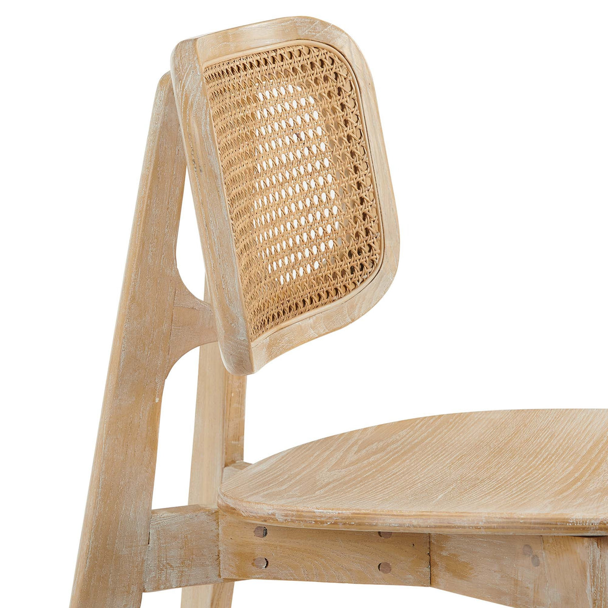 Wood Dining Side Chair with Woven Rattan Cane Back