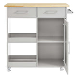 Modern Rolling Kitchen Cart with Rubberwood Top and Towel Bar – 34 Inch