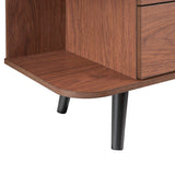 Open Display Sideboard Storage Cabinet with Drawers – Wood Grain Stone Top 63 Inch