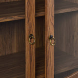 Modern Wood Grain Arched Tall Storage Display Cabinet – 71 Inch
