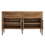 Burl Wood Sideboard Storage Cabinet with Drawers – Wood Finish 62 Inch