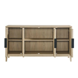Modern Horizontal 4-Door Sideboard – Wood Grain 59 Inch