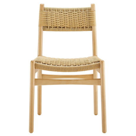 Woven Rope and Wood Dining Side Chairs with Beech Frame – Set of 2