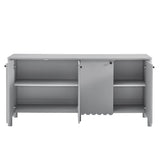 Modern Scalloped 4-Door Storage Sideboard – White 66 Inch