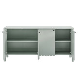 Modern Scalloped 4-Door Storage Sideboard – White 66 Inch