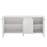 Modern Scalloped 4-Door Storage Sideboard – White 66 Inch