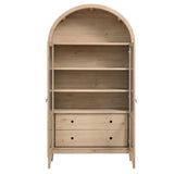 Modern Farmhouse Arched Tall Wood Storage Display Cabinet – Wood Grain 74 Inch
