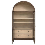 Modern Farmhouse Arched Tall Wood Storage Display Cabinet – Wood Grain 74 Inch