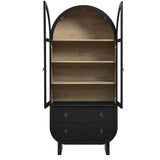 Modern Black Arched Tall Wood Storage Display Cabinet – 74 Inch