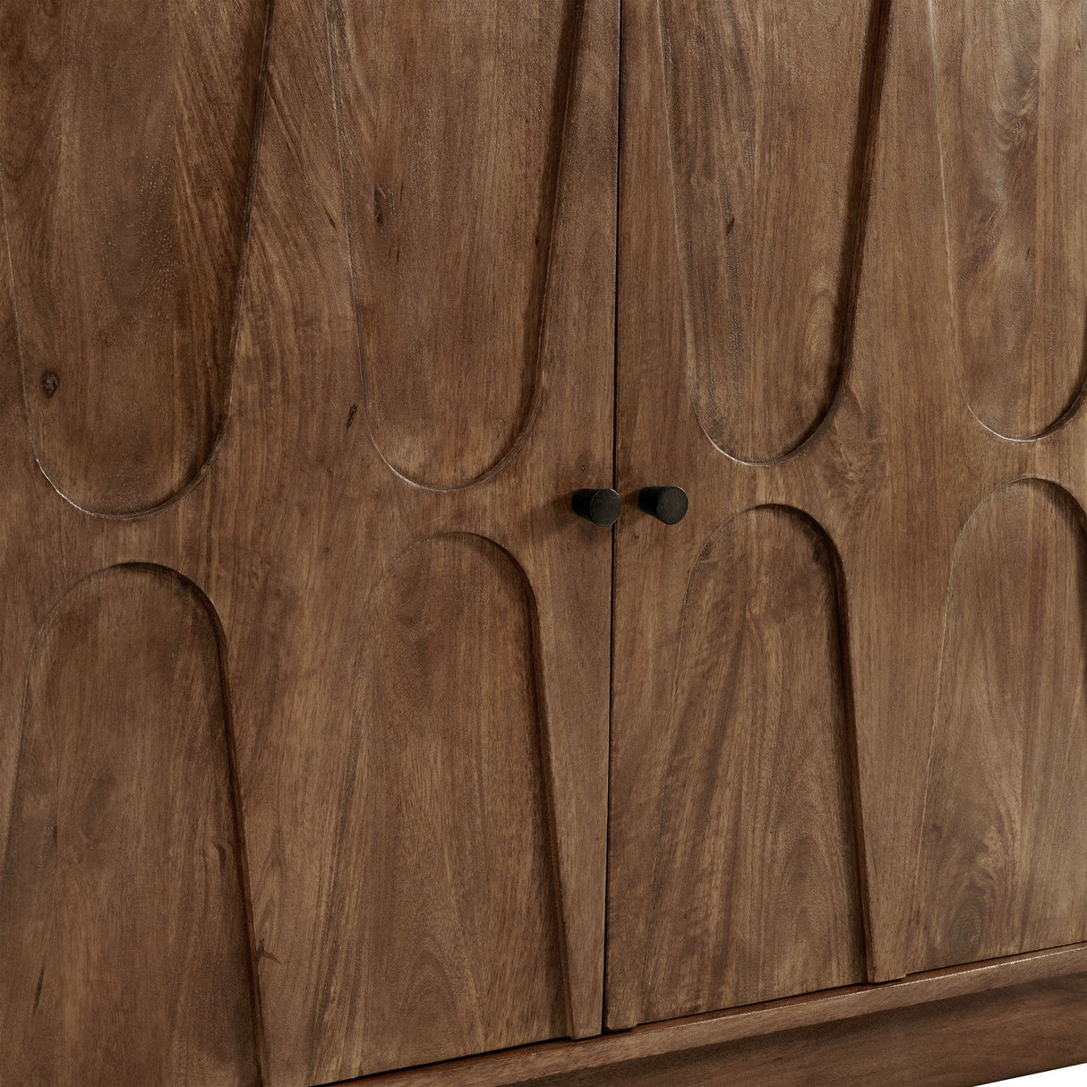 Carved Solid Mango Wood 4 Door Sideboard – Walnut 72 Inch