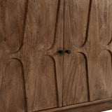 Carved Solid Mango Wood 4 Door Sideboard – Walnut 72 Inch