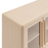 Modern Farmhouse 4-Door Glass Sideboard Storage Cabinet – Wood Grain 63 Inch
