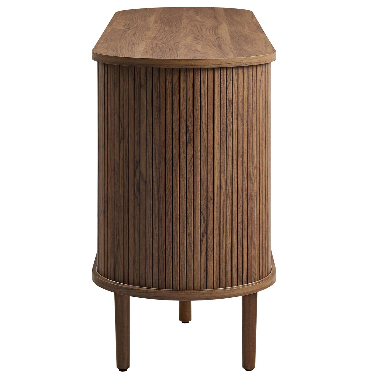 Mid-Century Fluted Oval Sideboard Cabinet – Walnut 67 Inch